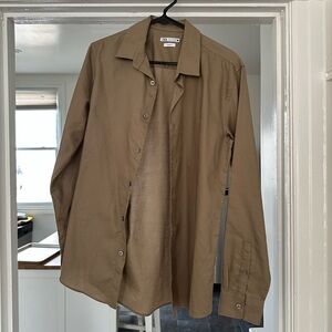 Zara Tan Casual Button Down Shirt